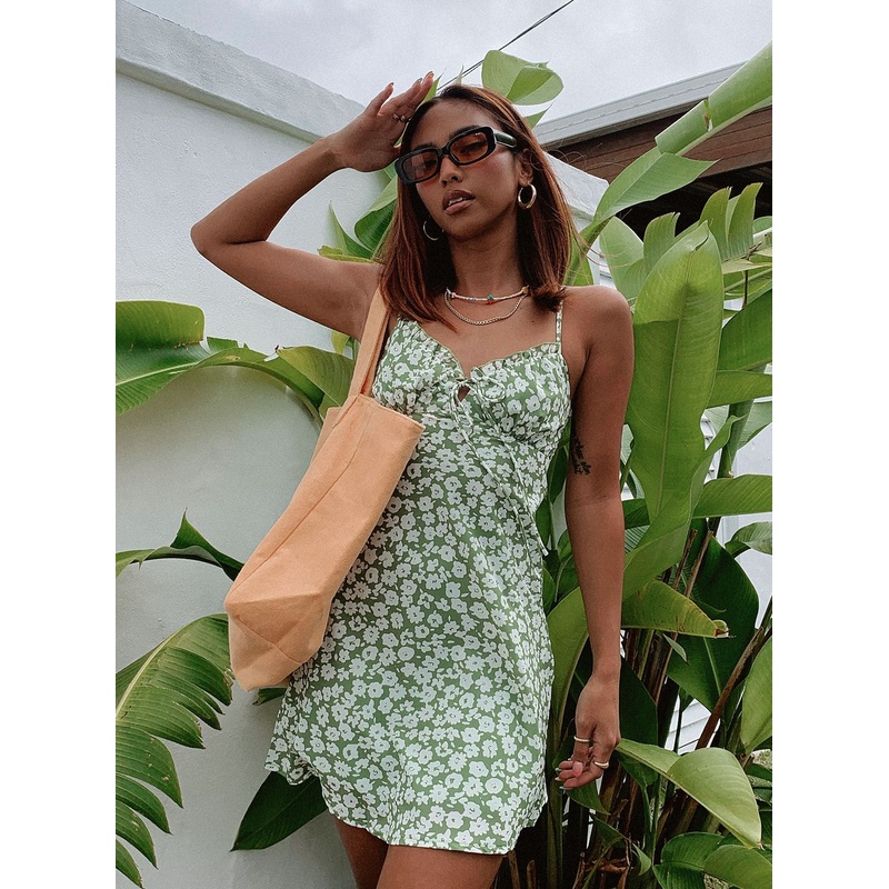 Tasmin Mini Dress Green Floral