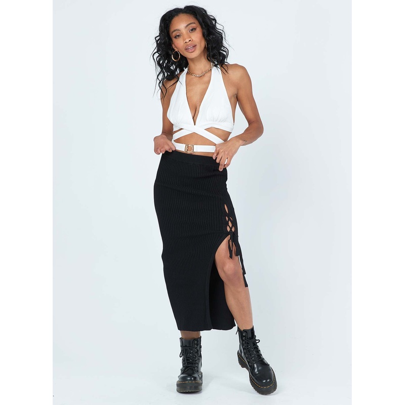 Ariel Knit Midi Skirt Black