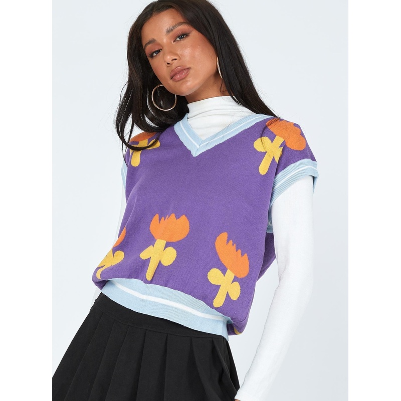 Flourishing Sweater Vest Purple