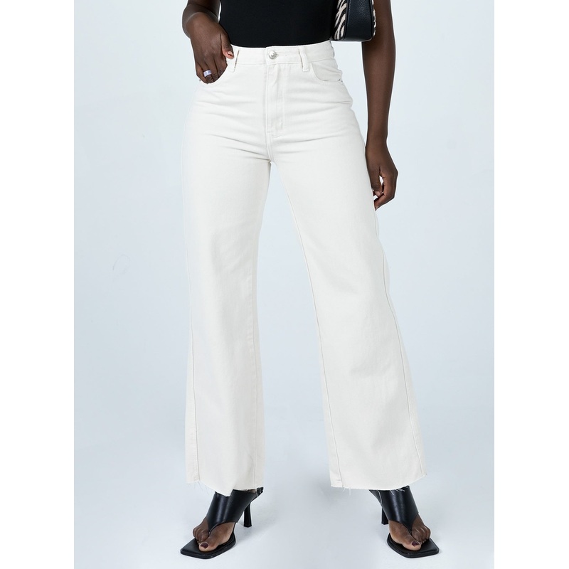 Mamaia Straight Leg Denim Jeans Cream