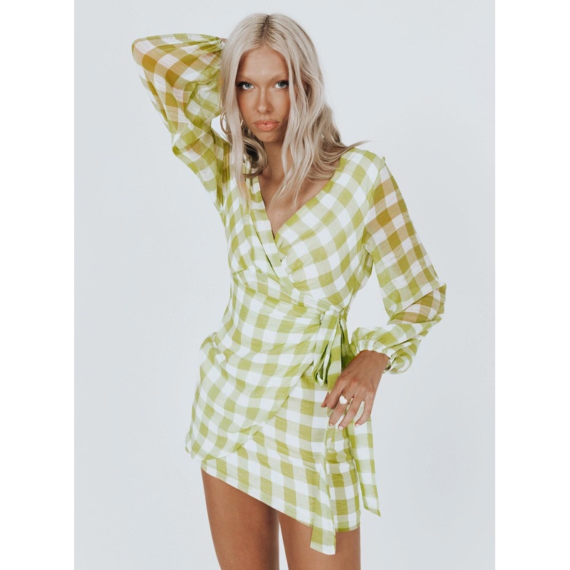 Sylas Mini Dress Green / White