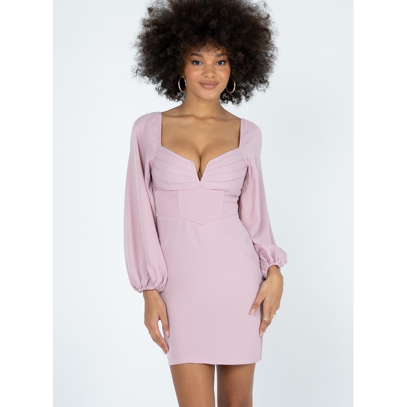 Zoella Long Sleeve Mini Dress Pink