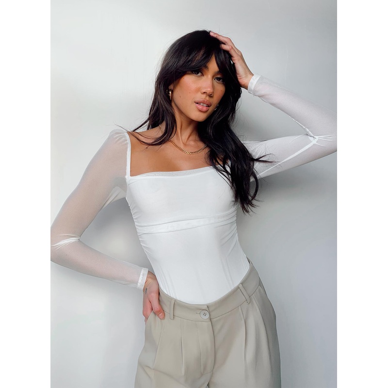 Sussock Long Sleeve Bodysuit White