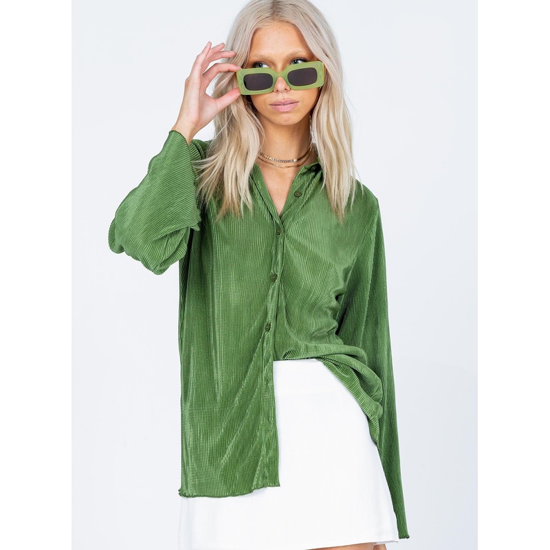 Taina Pleated Shirt Green