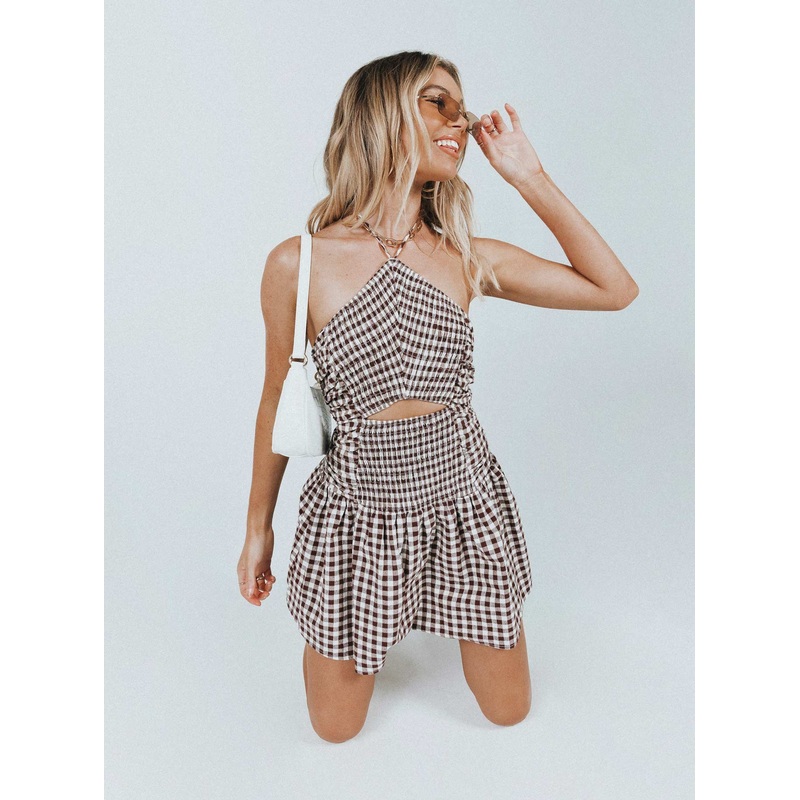 Aftermath Mini Dress Brown