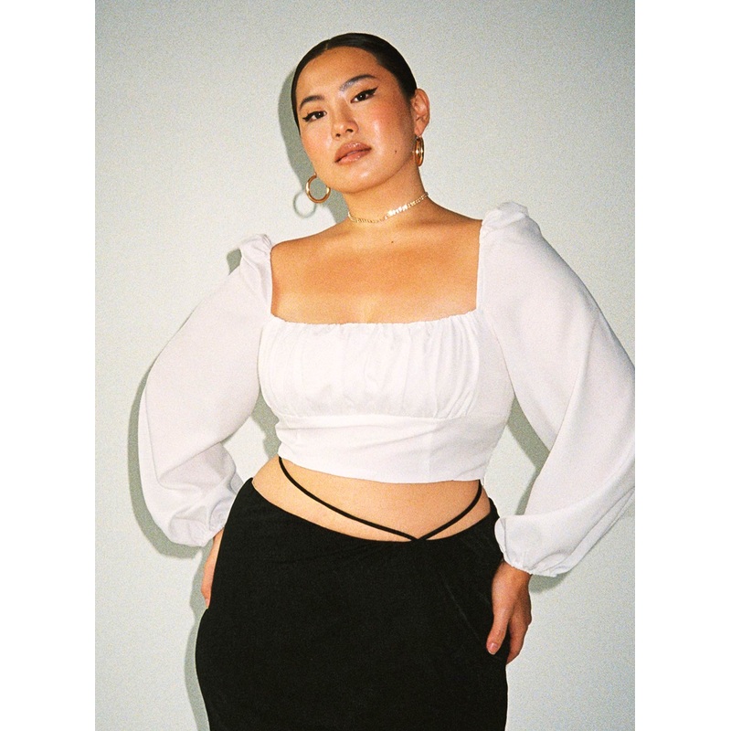 Ariah Long Sleeve Top White Curve Eco