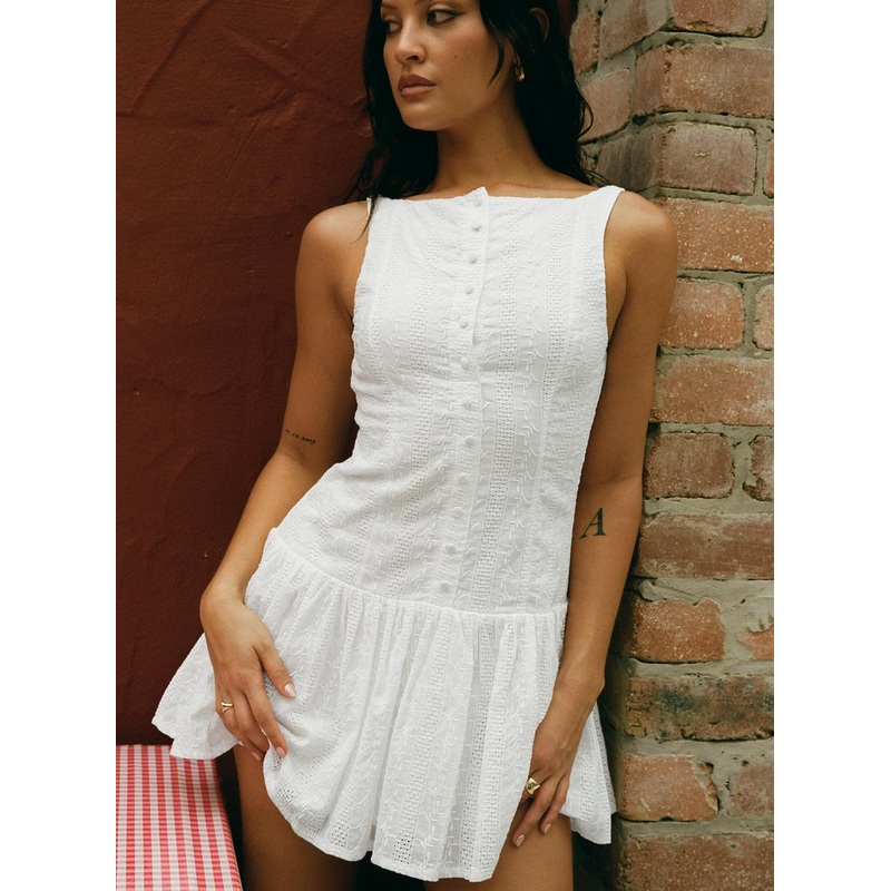 Sweeter Places Embroidered Mini Dress White