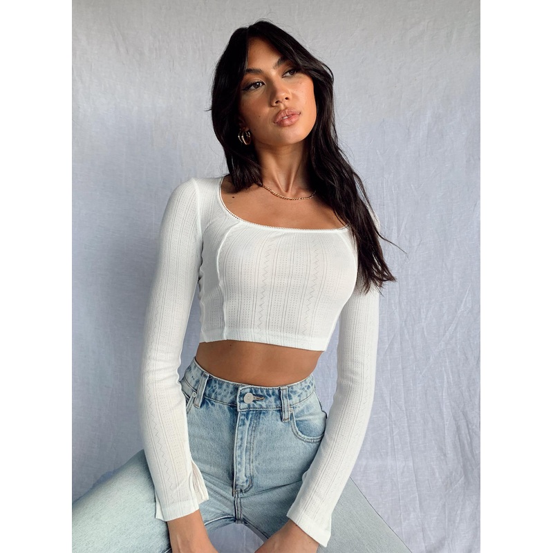Ajani Long Sleeve Top White