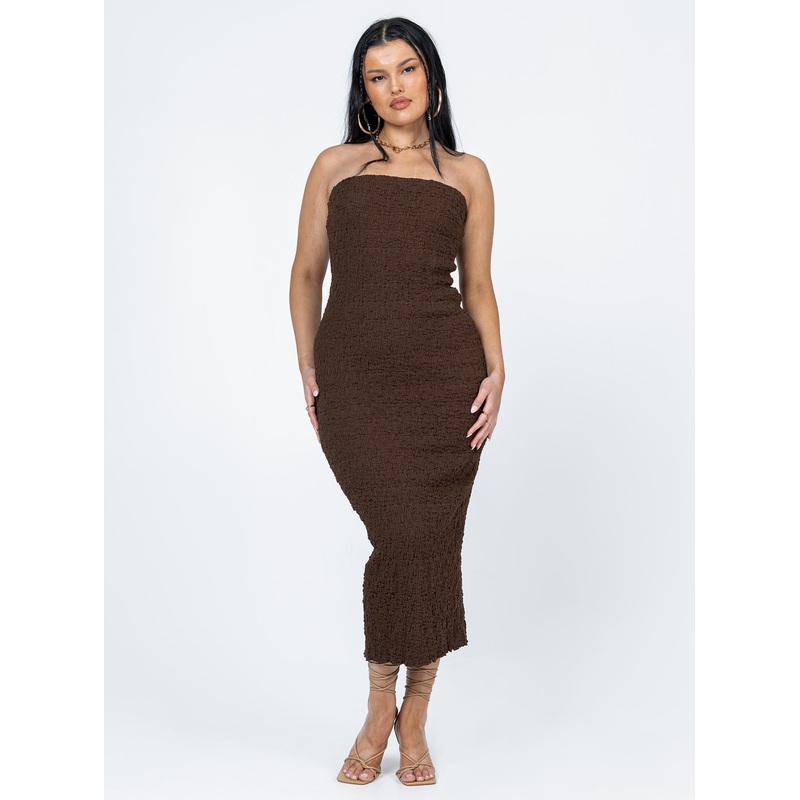 Kei Midi Dress Brown
