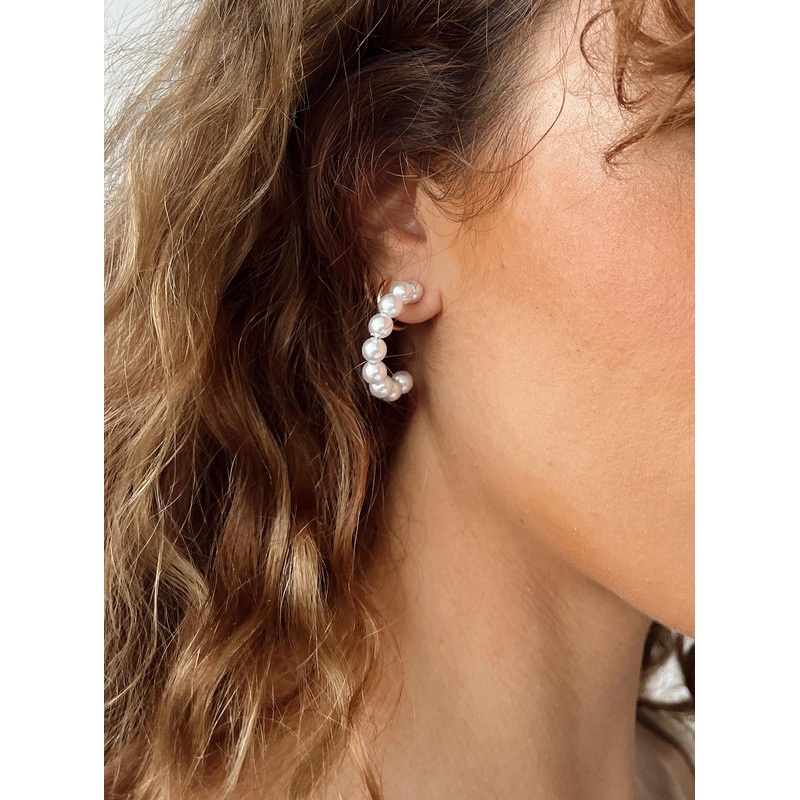 Maud Pearl Earrings White