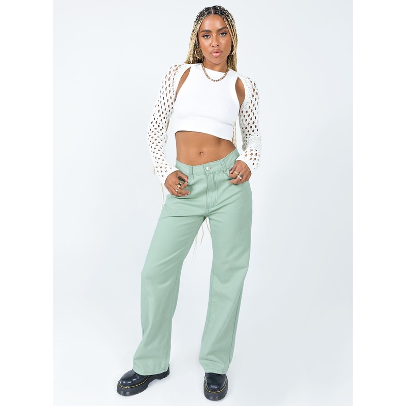 Lester Mom Jeans Sage Green