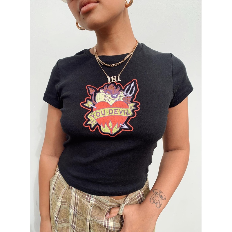 Taz You Devel Longline Baby Tee Black