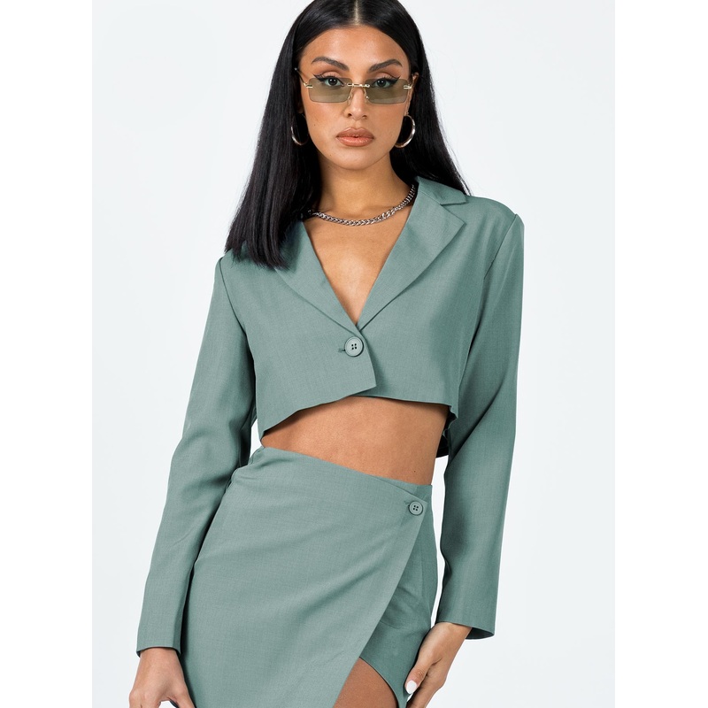 The Reggie Cropped Blazer Slate