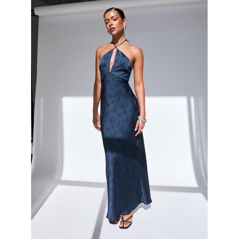 Limosina Halter Maxi Dress Navy