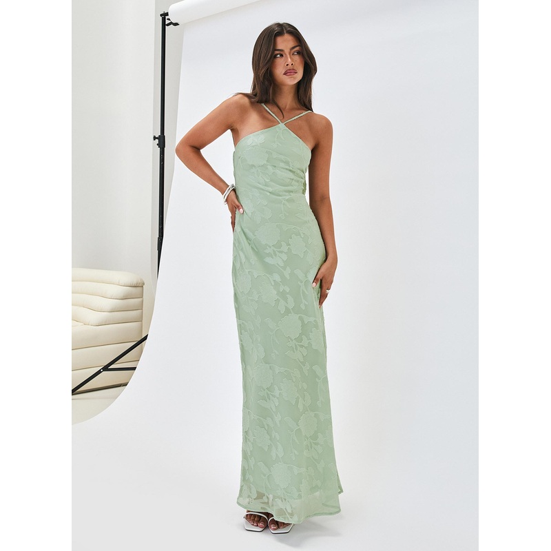 Zoelle Halter Maxi Dress Sage