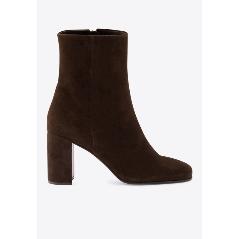 85 Triangle Logo Suede Ankle Boots
