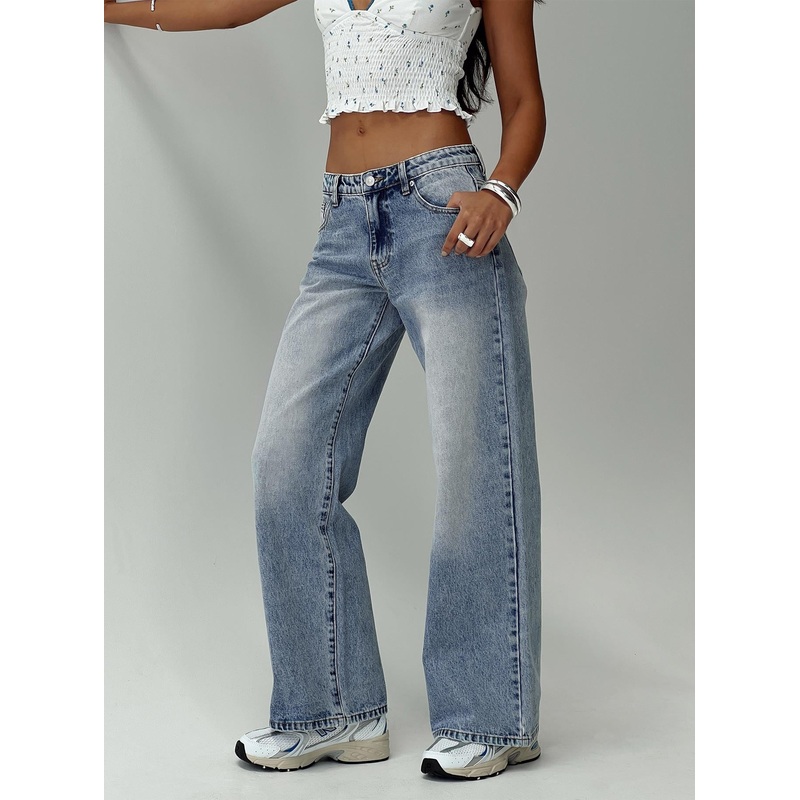 Ronine Low Rise Wide Leg Jean Light Wash
