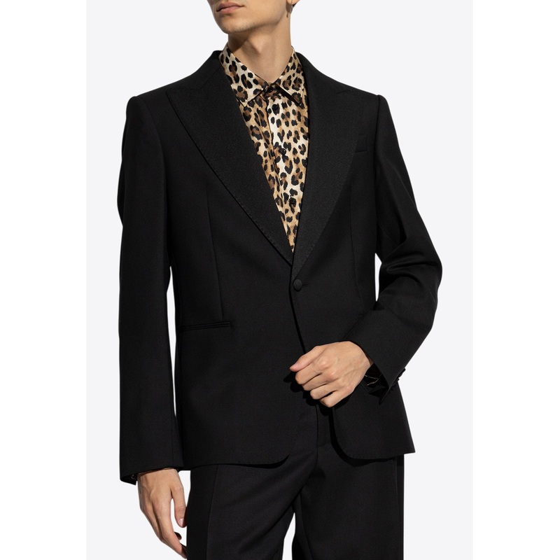 Slogan Embroidered Single-Breasted Blazer