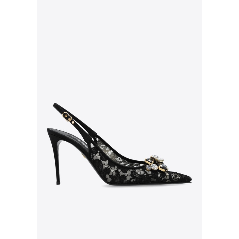 90 Lurex Lace Slingback Pumps