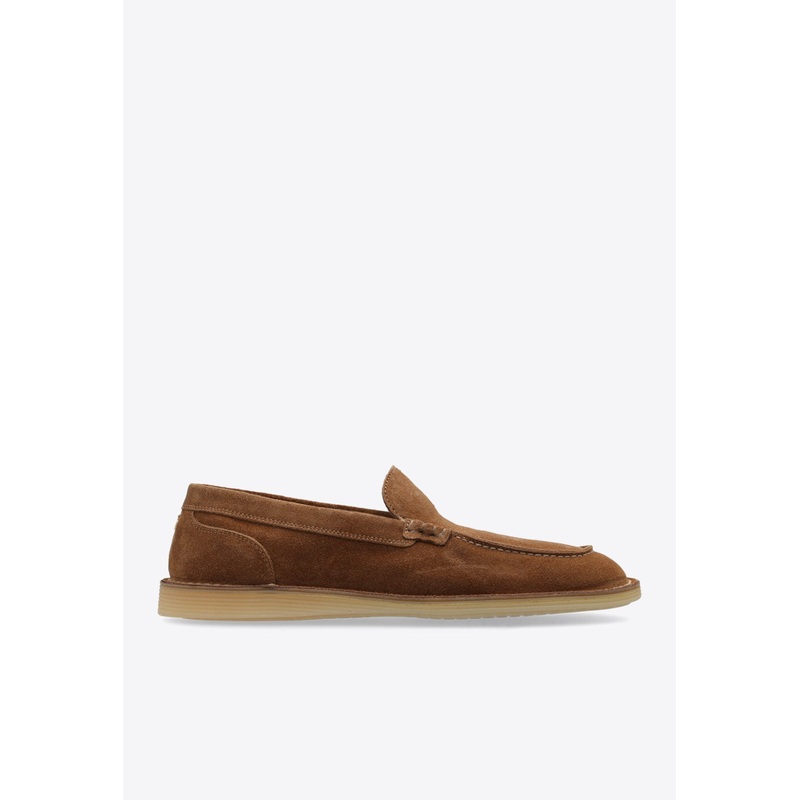 DG Logo Suede and Shearling Loafers