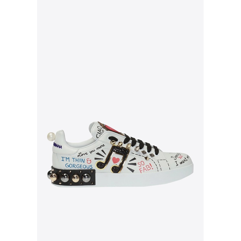 Portofino Printed Leather Sneakers