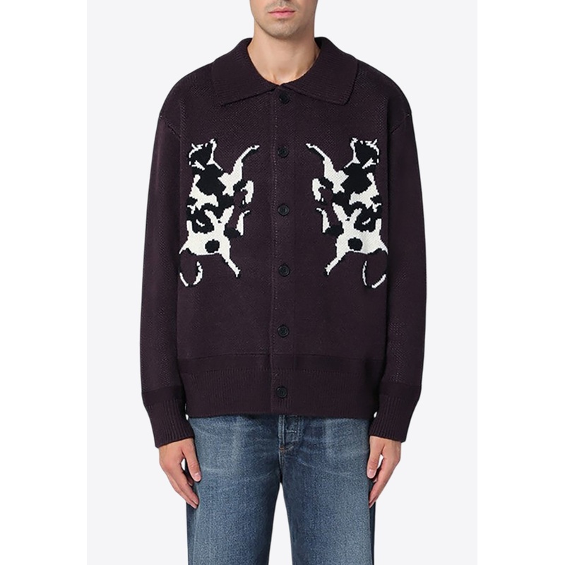 Intarsia Knit Cow Cardigan