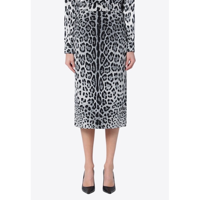 Leopard Printed Silk Skirt