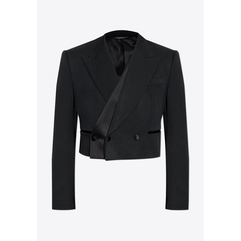 Double-Breasted Wool Gabardine Spencer Jacket
