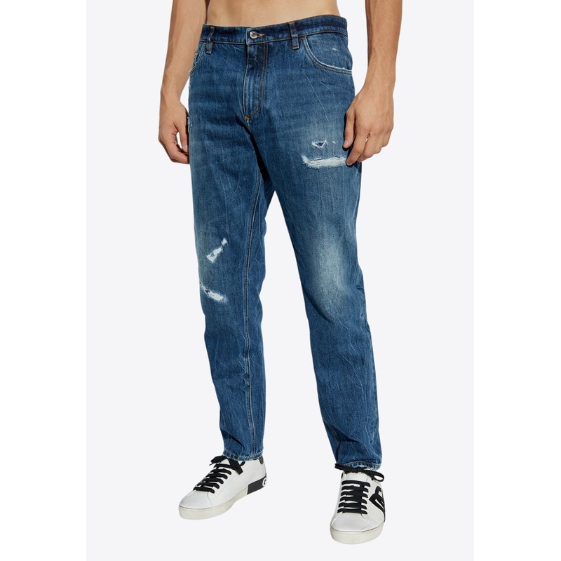 Ripped Type Straight Jeans