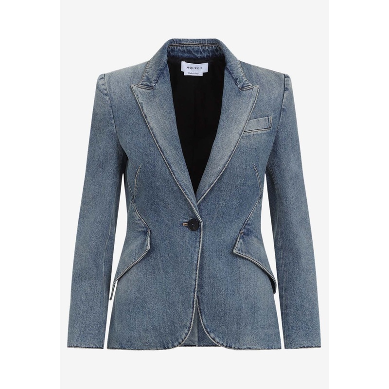 Single-Breasted Denim Blazer