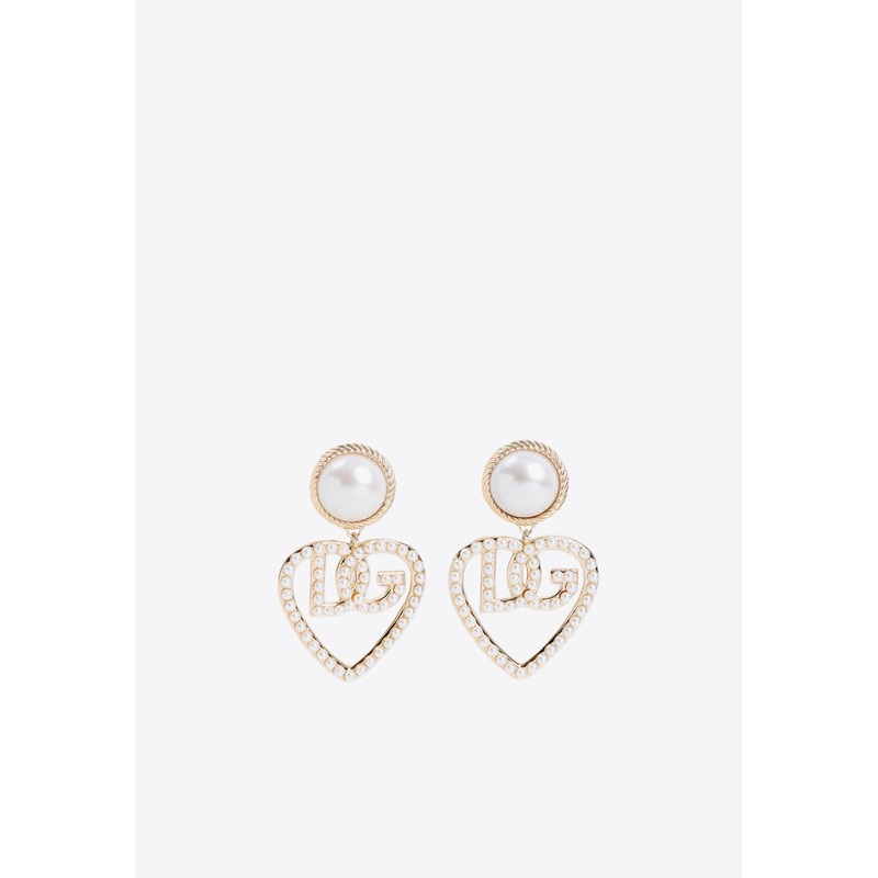 Pearl-Embellished DG Clip-On Earrings