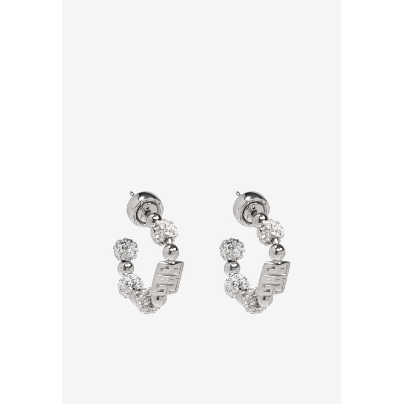4G Crystal Embellished Hoop Earrings