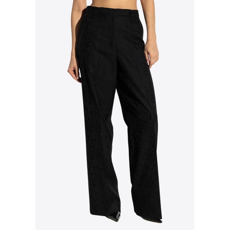 Floral Jacquard Straight Leg Pants