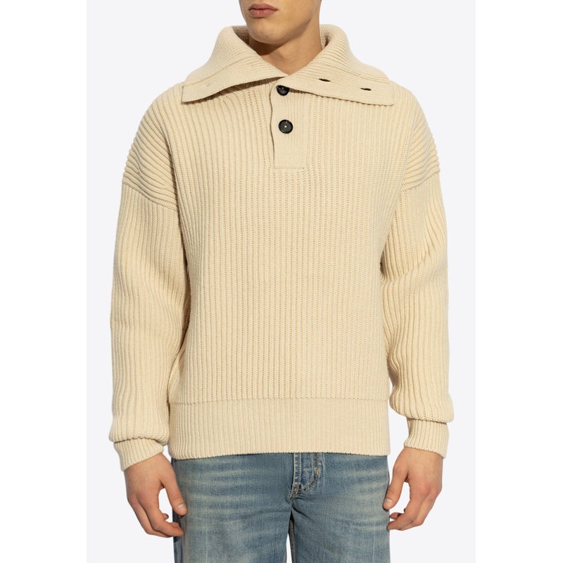 Funnel Neck Wool and Cashmere Sweater
