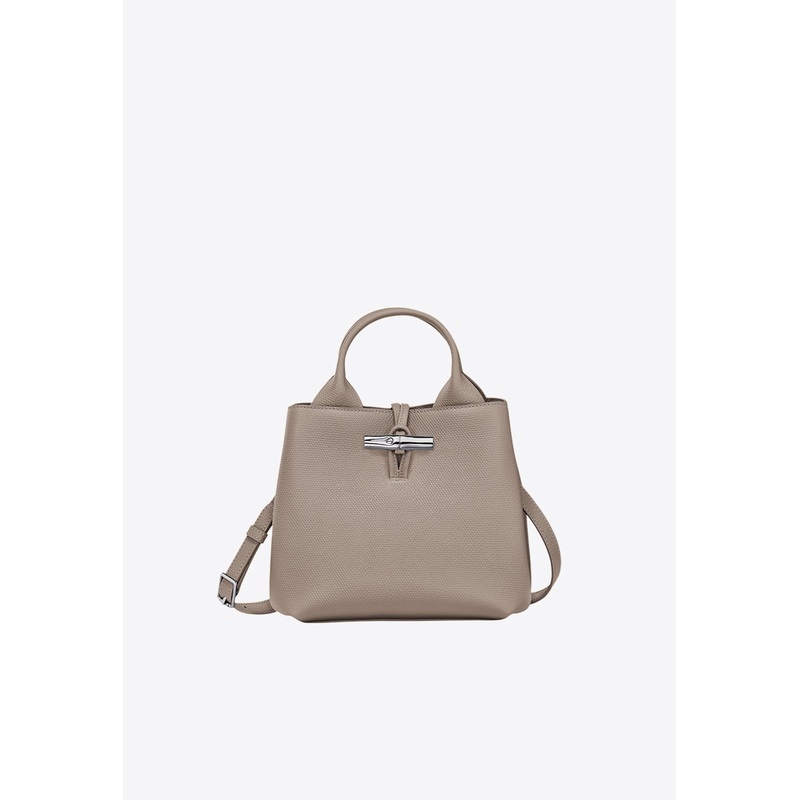 Small Le Roseau Top Handle Bag in Grained Leather