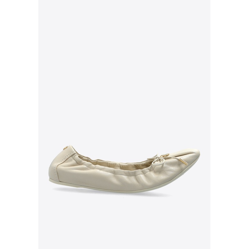 Elasticated Leather Ballet Flats