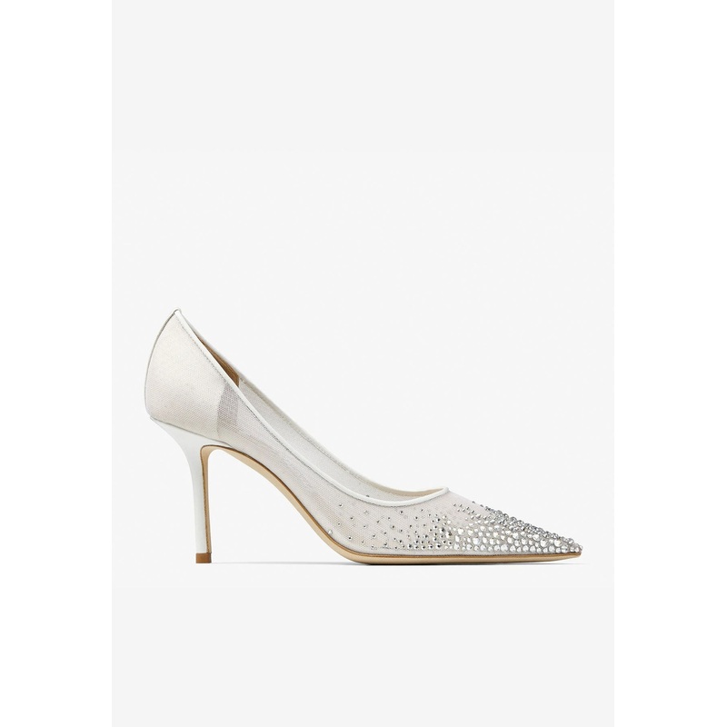 Love 85 Crystal-Embellished Mesh Pumps