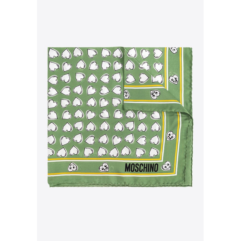 Heart-Printed Silk Scarf