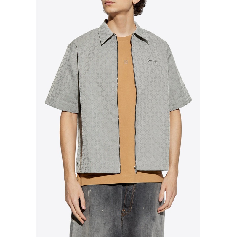 Monogram Jacquard Zip-Up Shirt