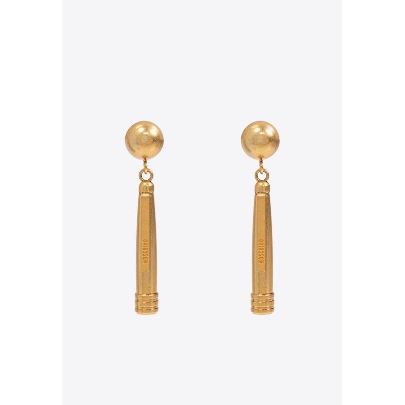 Pen-Motif Engraved Clip-On Earrings