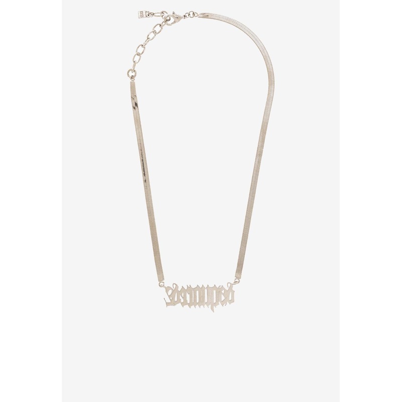 Herringbone-Chain Necklace with Logo-Plaque