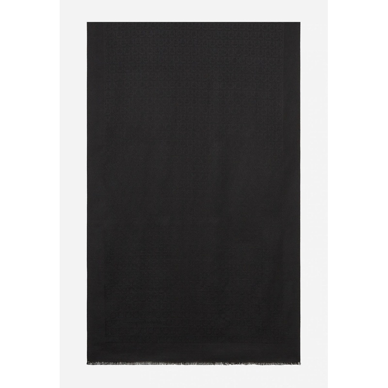 Gancini Jacquard Stole in Silk and Wool