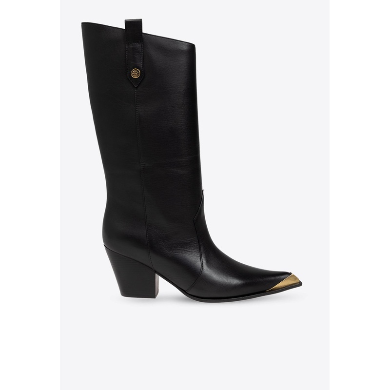 60 Pointed-Toe Leather Mid-Calf Boots