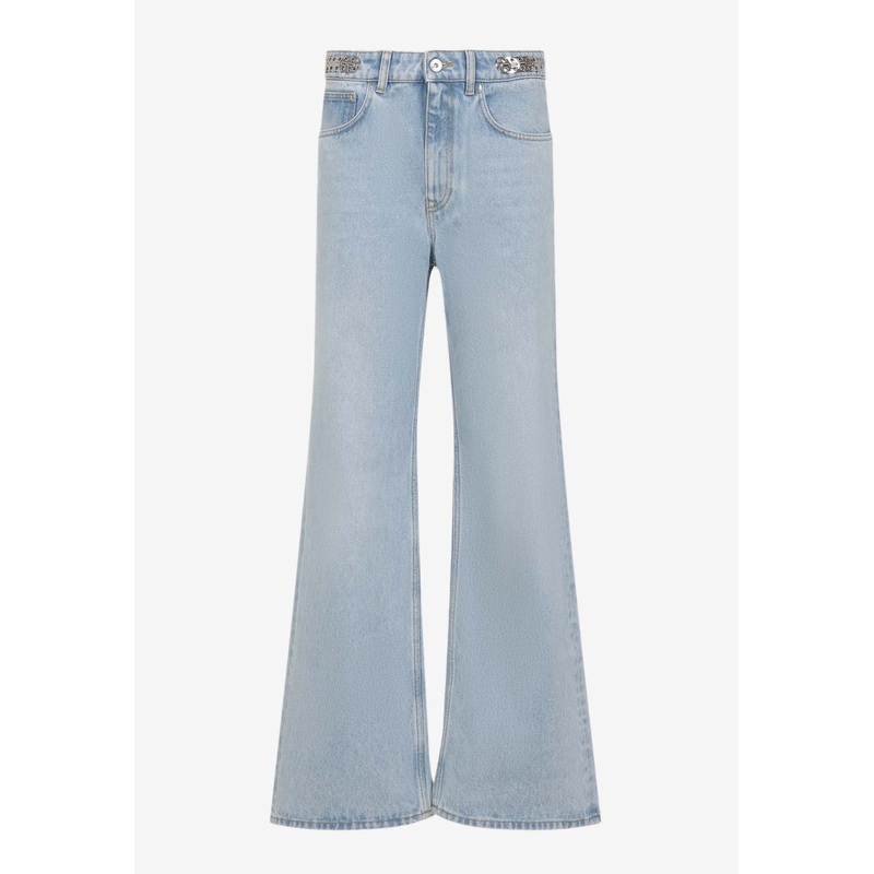 Metallic Embellishment Flared Jeans
