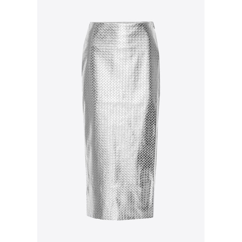 Woven Midi Pencil Skirt