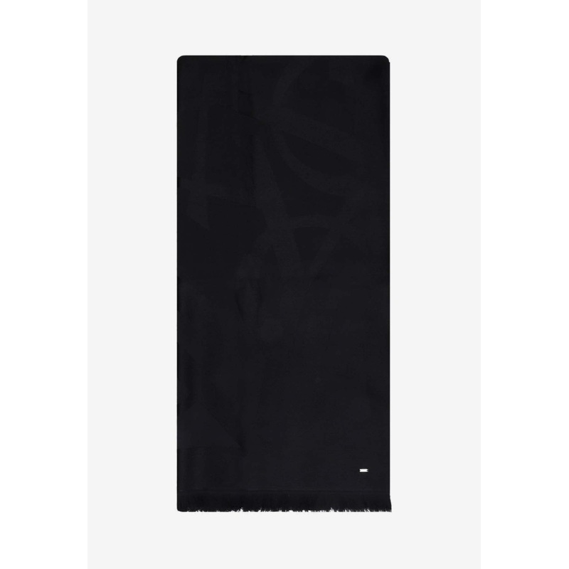 Logo-Plate Wool Scarf