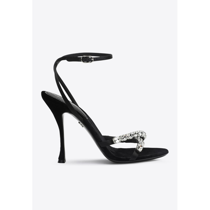Keira 105 Satin Sandals with Gemstone Embellishments