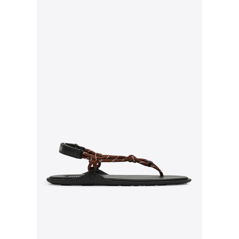 Riviere Rope and Leather Thong Sandals