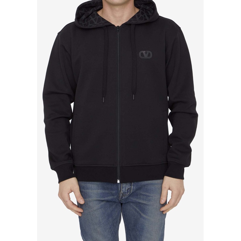 Signature VLogo Zip-Up Hooded Sweatshirt
