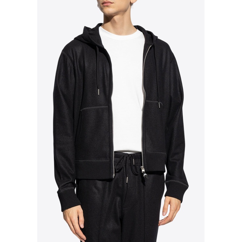 Cashmere Zip-Up Hooded Sweatshirt